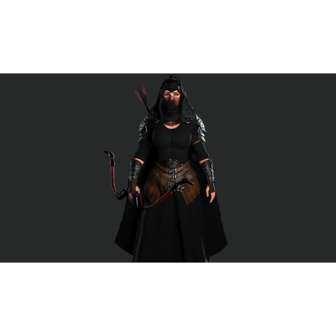 Beautiful Arabic Queen Warrior 3D Model – Game Ready Low Poly, FBX - View 4