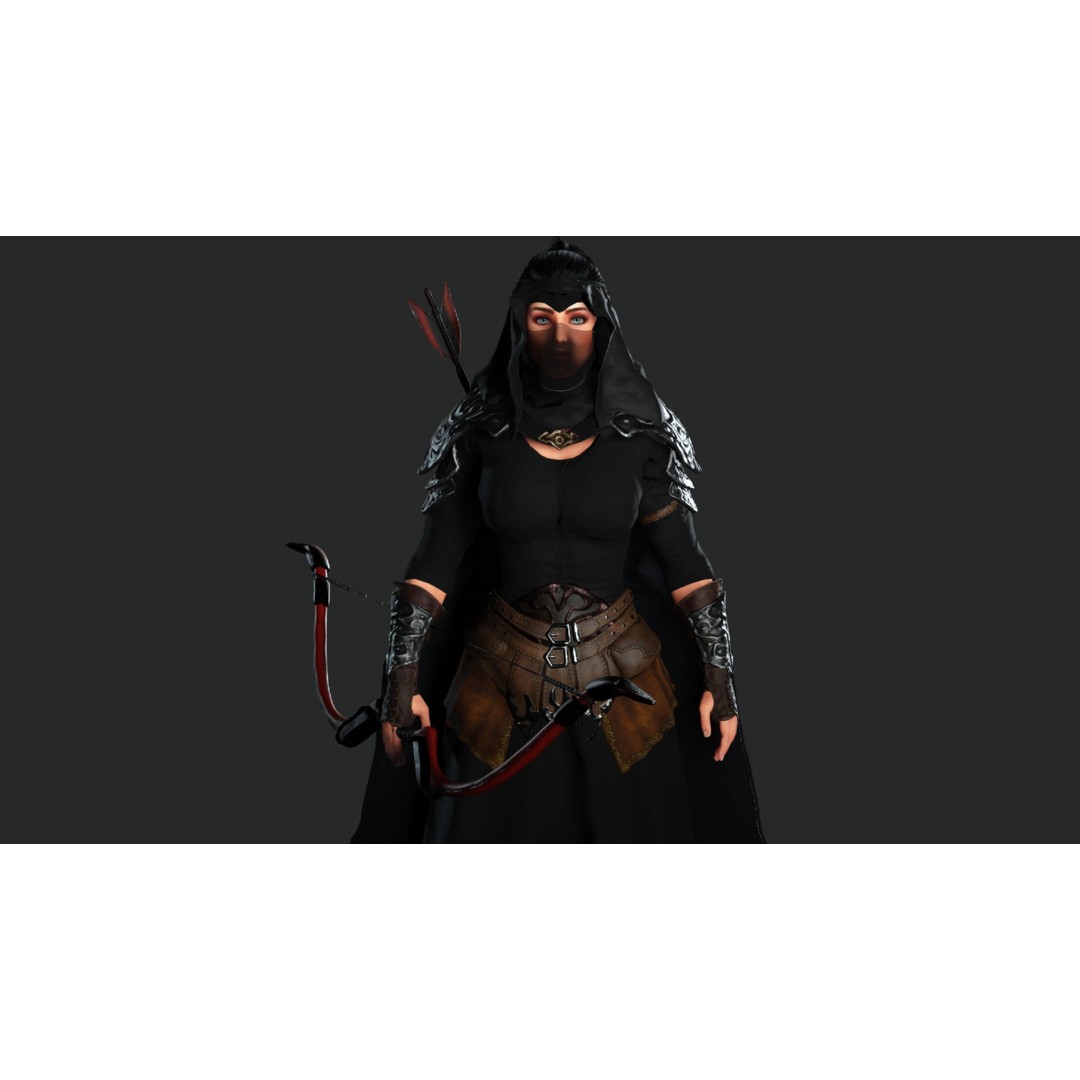 Beautiful Arabic Queen Warrior 3D Model – Game Ready Low Poly, FBX - View 5