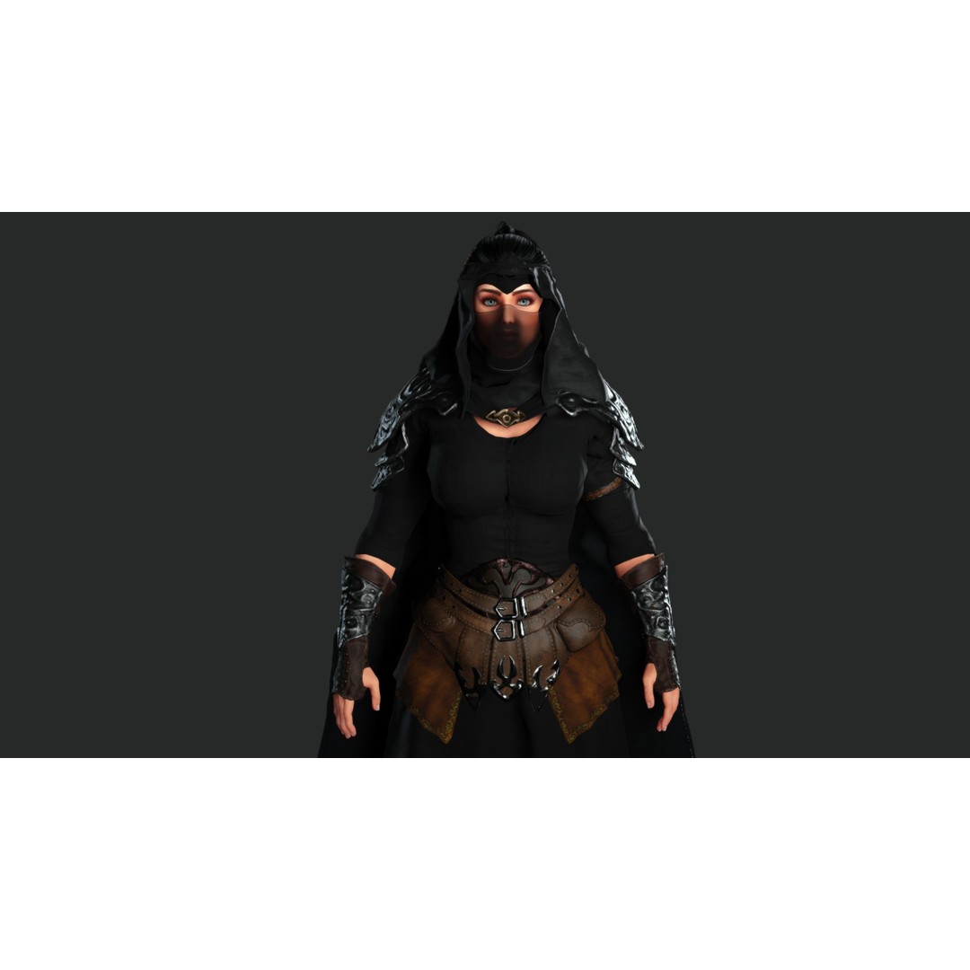 Beautiful Arabic Queen Warrior 3D Model – Game Ready Low Poly, FBX - View 6
