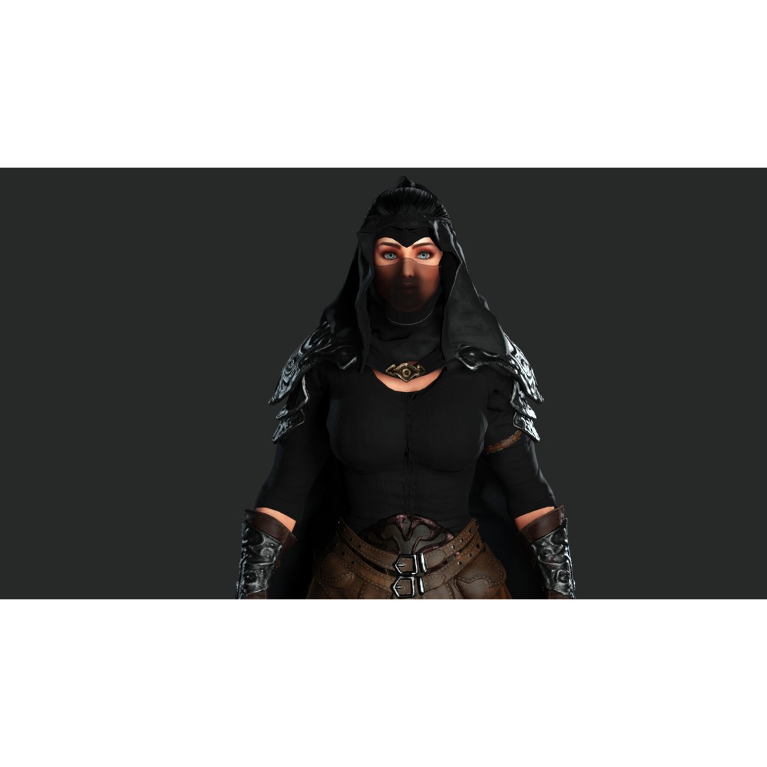 Beautiful Arabic Queen Warrior 3D Model – Game Ready Low Poly, FBX - View 7