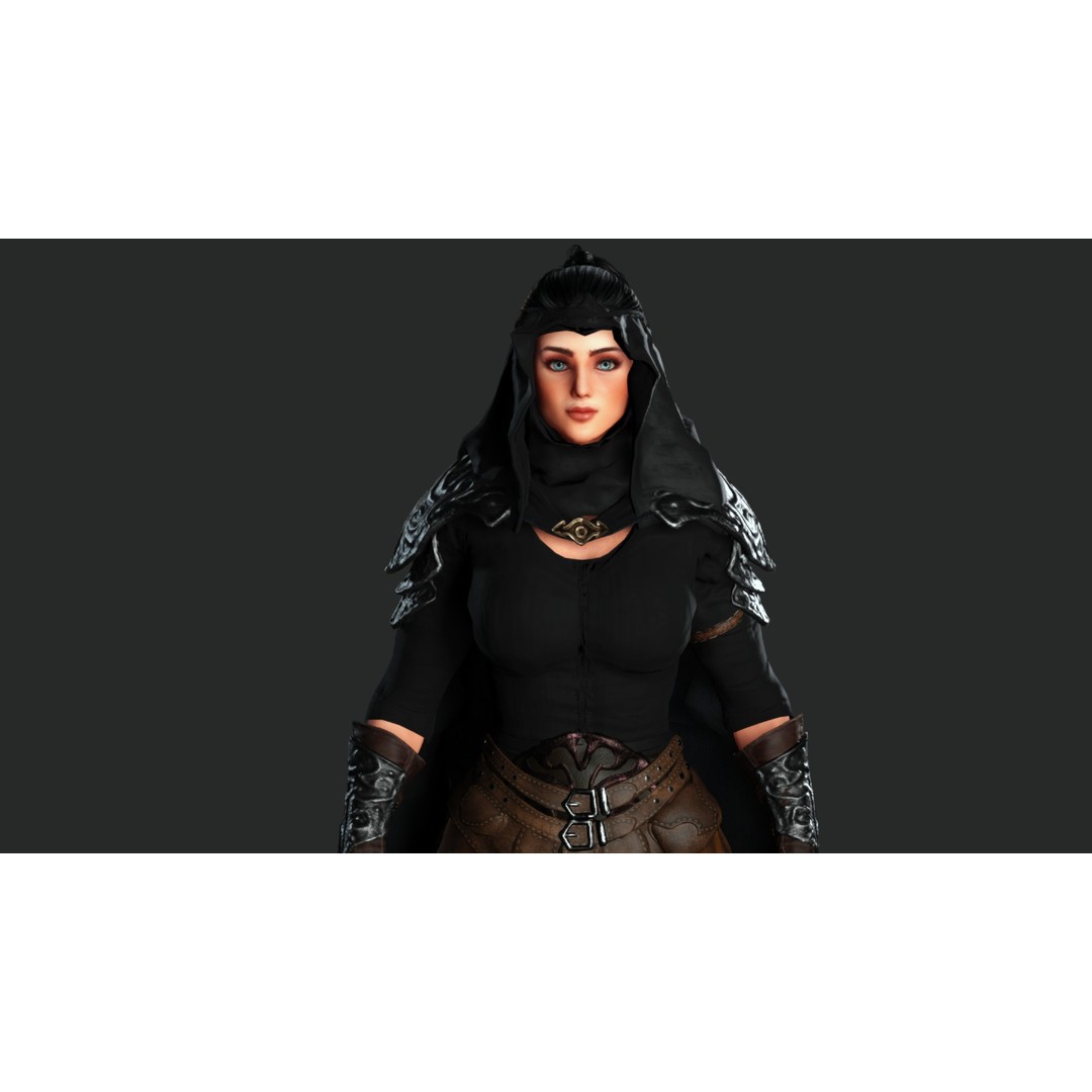 Beautiful Arabic Queen Warrior 3D Model – Game Ready Low Poly, FBX - View 8