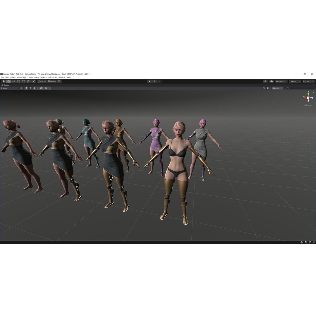 Cyber Girl R35 3D Model – Low Poly Rigged Character, FBX, PBR