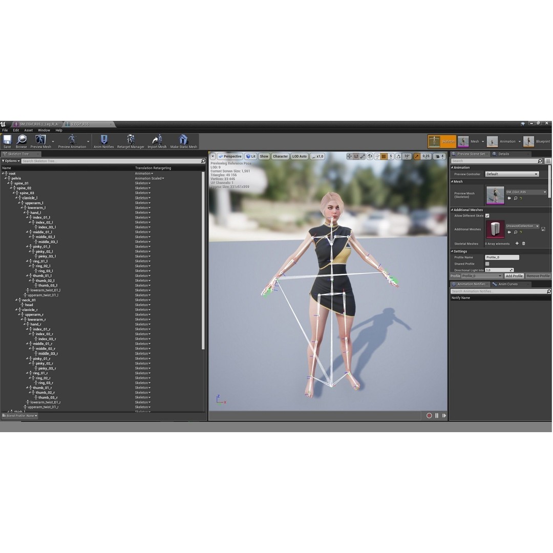 Cyber Girl R35 3D Model – Low Poly Rigged Character, FBX, PBR - View 13