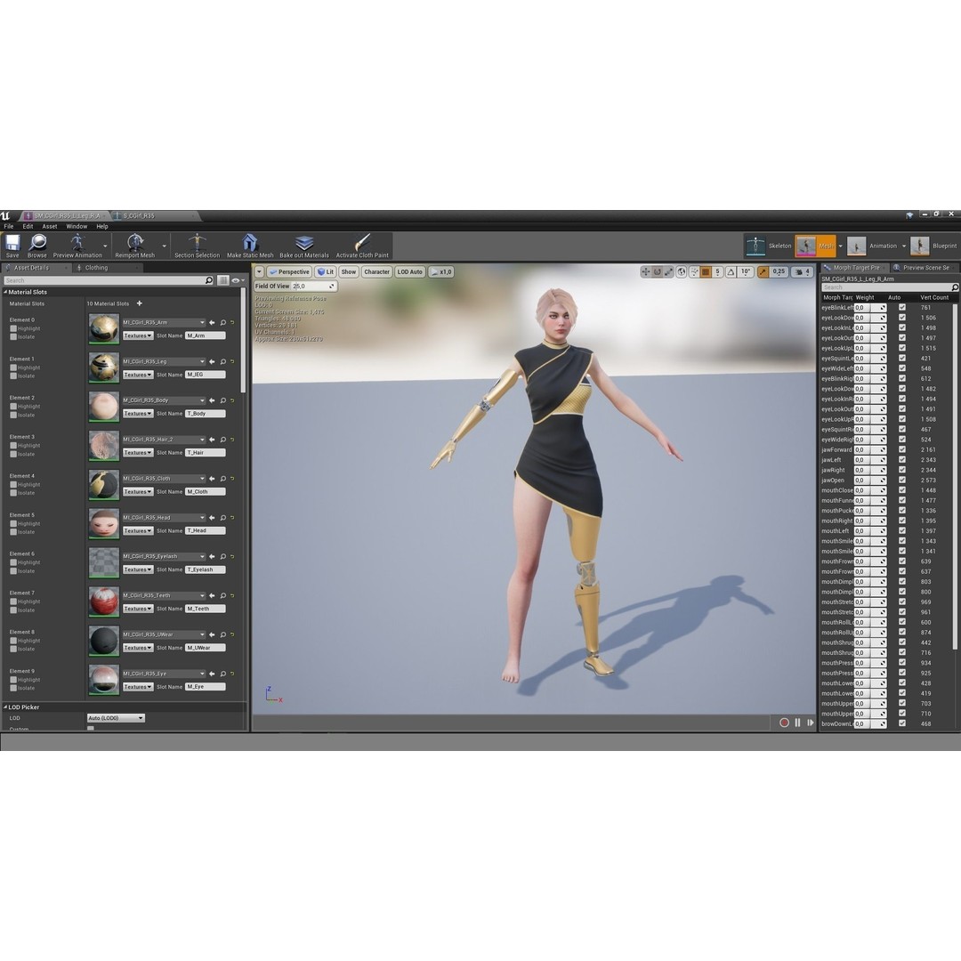 Cyber Girl R35 3D Model – Low Poly Rigged Character, FBX, PBR - View 14
