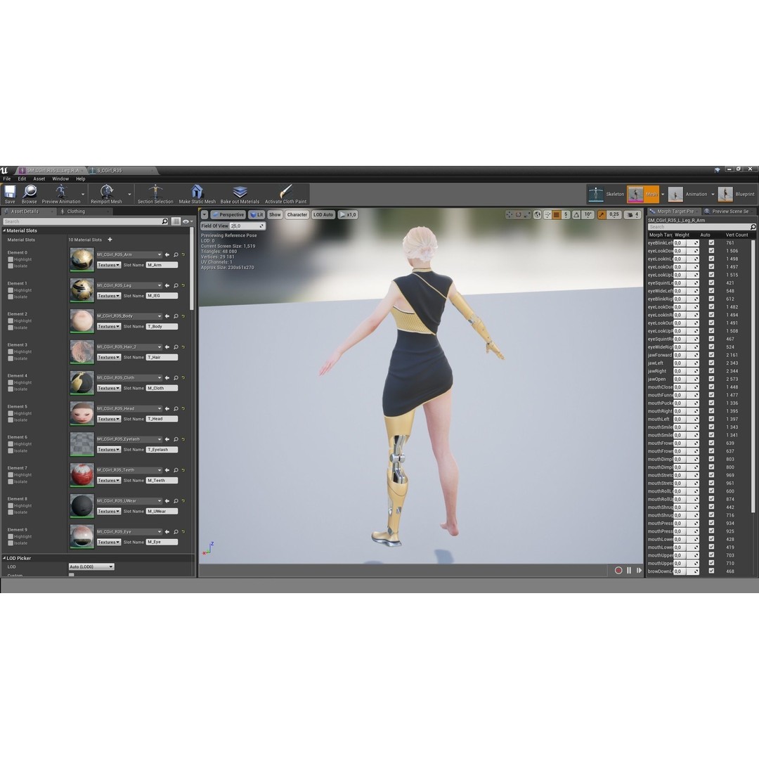 Cyber Girl R35 3D Model – Low Poly Rigged Character, FBX, PBR - View 15
