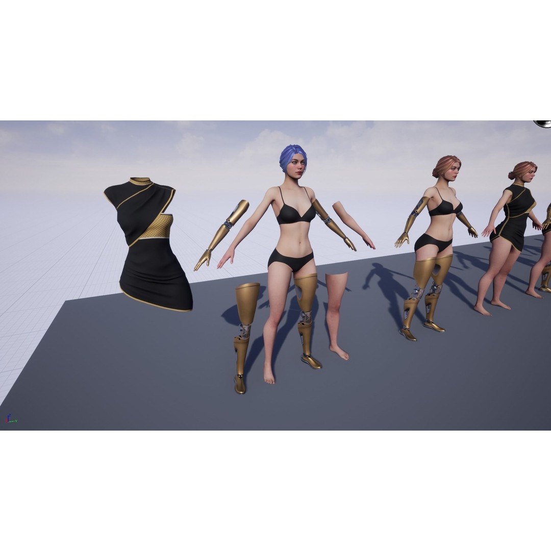 Cyber Girl R35 3D Model – Low Poly Rigged Character, FBX, PBR - View 16