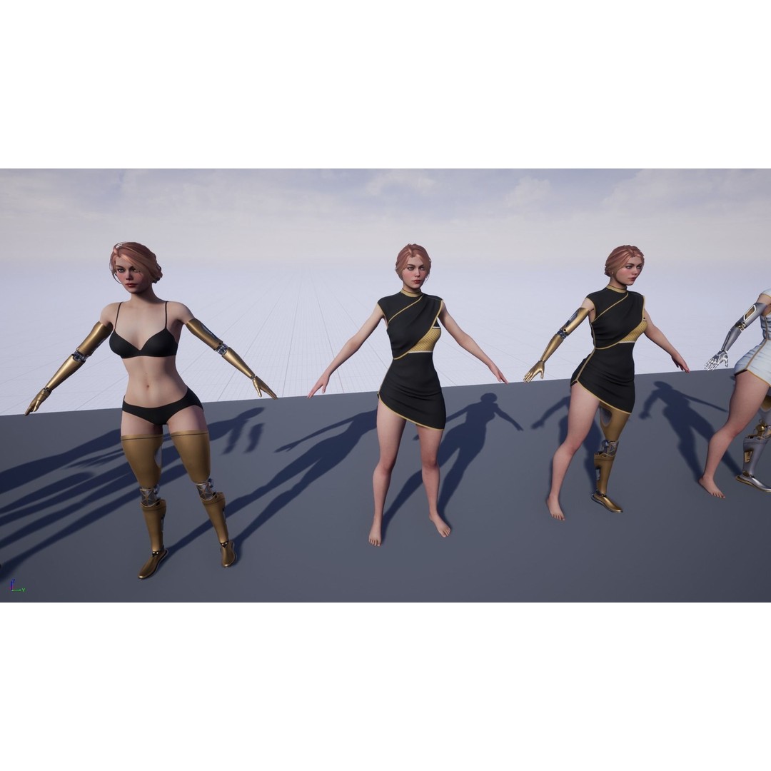 Cyber Girl R35 3D Model – Low Poly Rigged Character, FBX, PBR - View 18