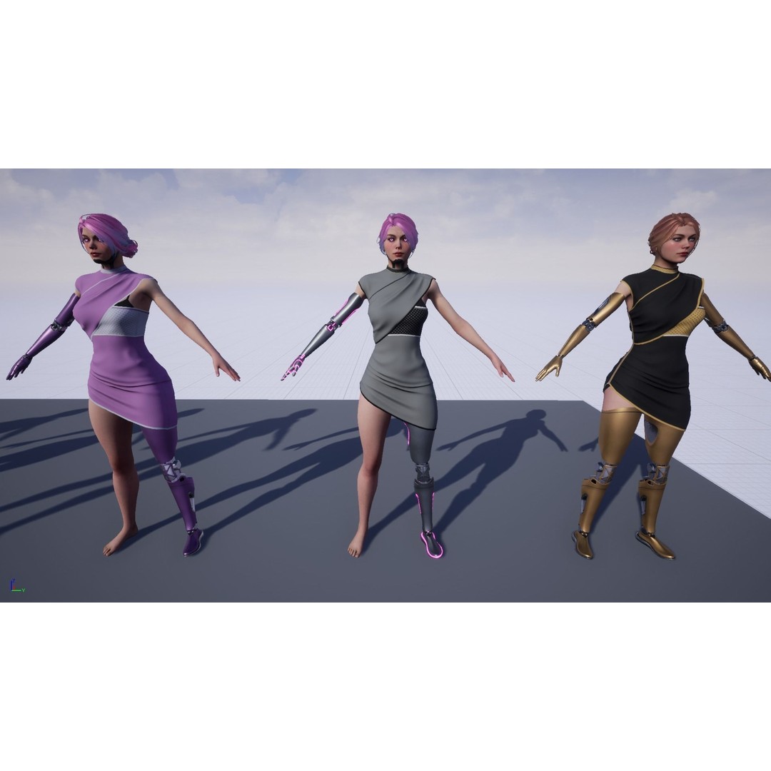 Cyber Girl R35 3D Model – Low Poly Rigged Character, FBX, PBR - View 19