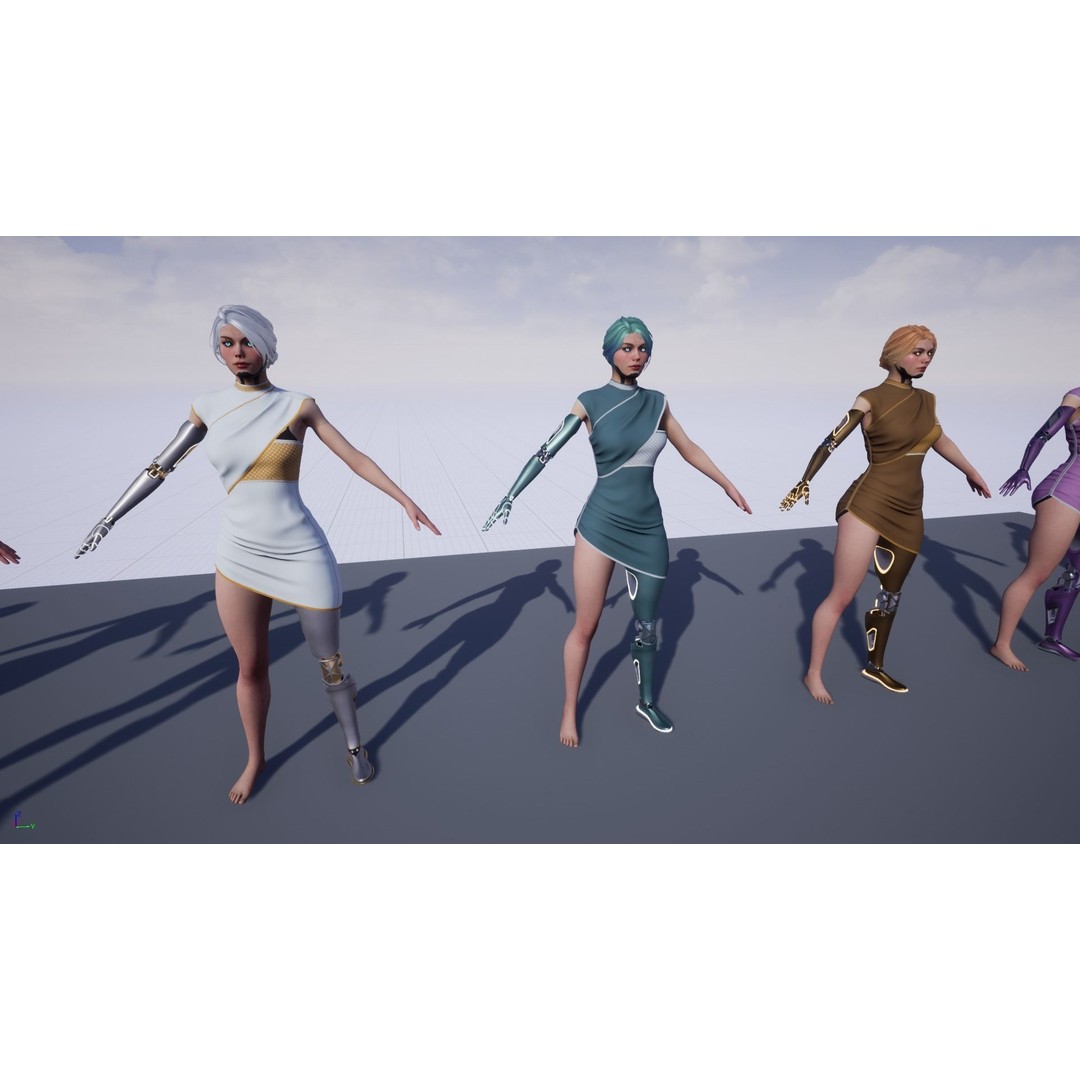 Cyber Girl R35 3D Model – Low Poly Rigged Character, FBX, PBR - View 20