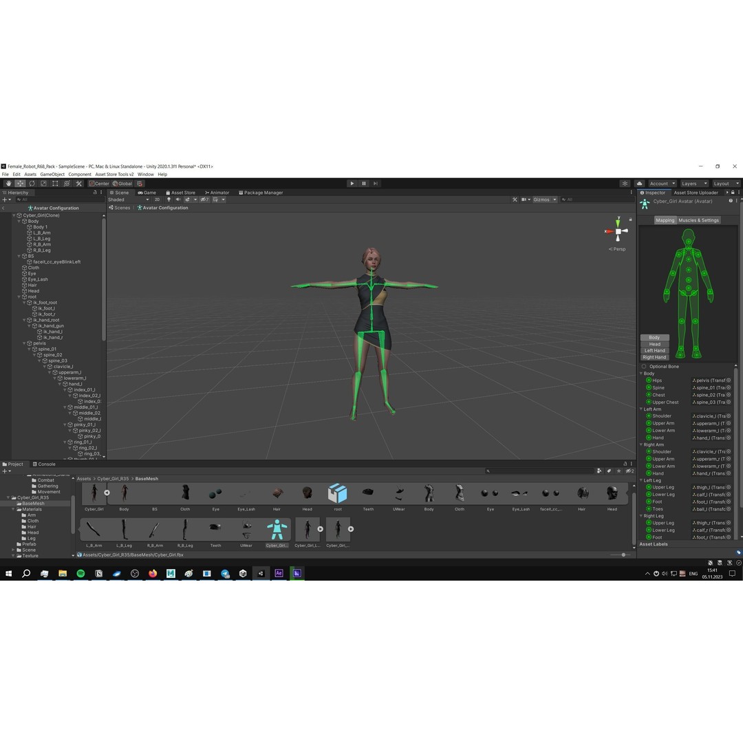 Cyber Girl R35 3D Model – Low Poly Rigged Character, FBX, PBR - View 21