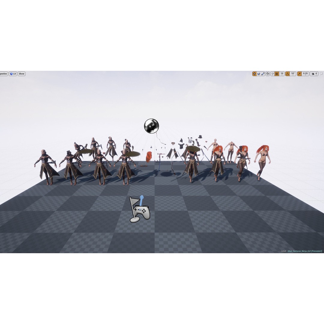 Samurai Ninja Girl 3D Model – Low Poly Rigged Character, FBX
