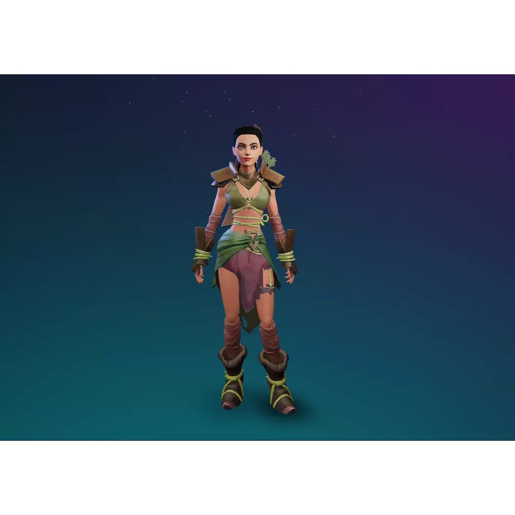 Stylized Assassin Female Character 3D Model – Low Poly Rigged Asset, FBX - View 2