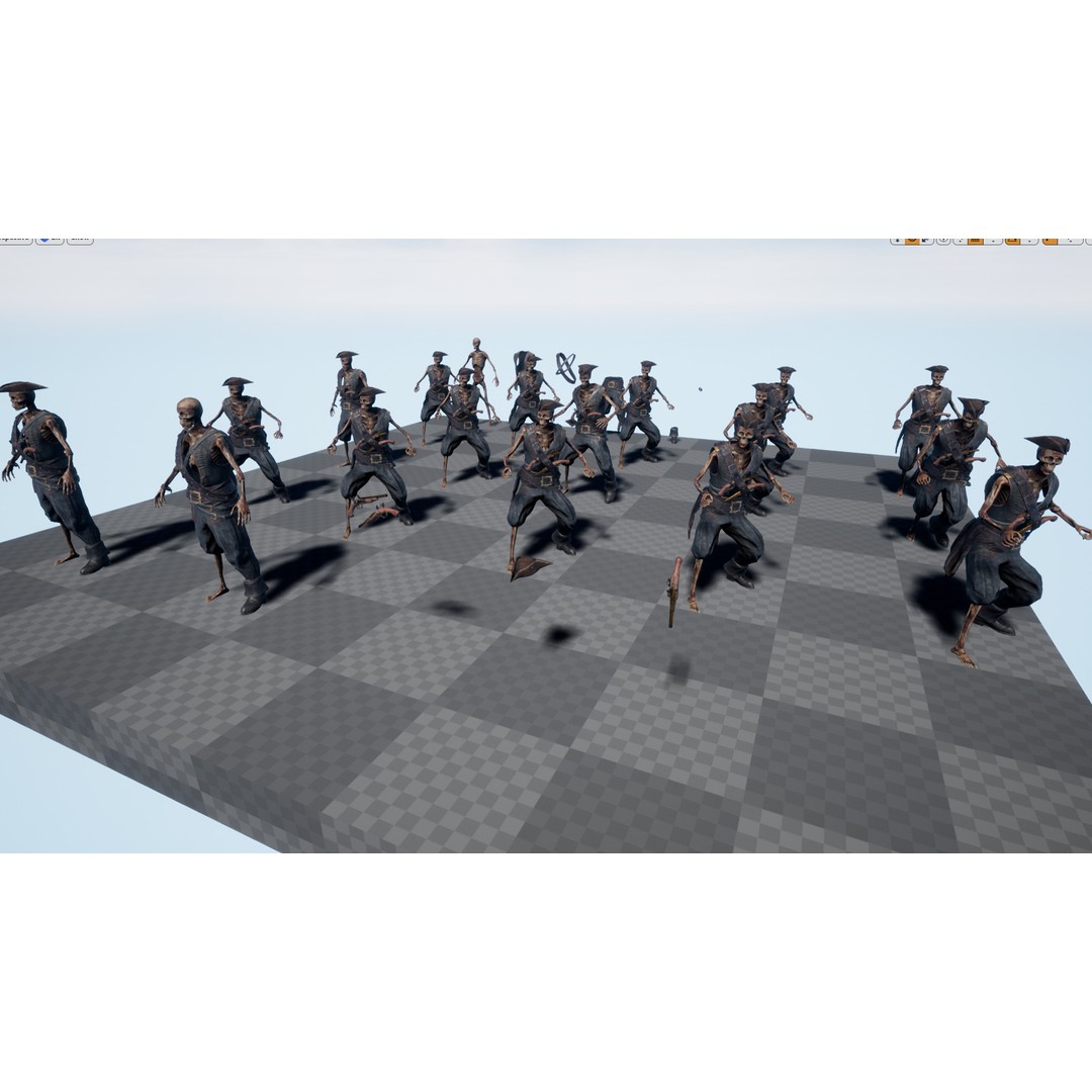 Pirate Skeleton 3D Model – Low Poly Rigged Character for Games