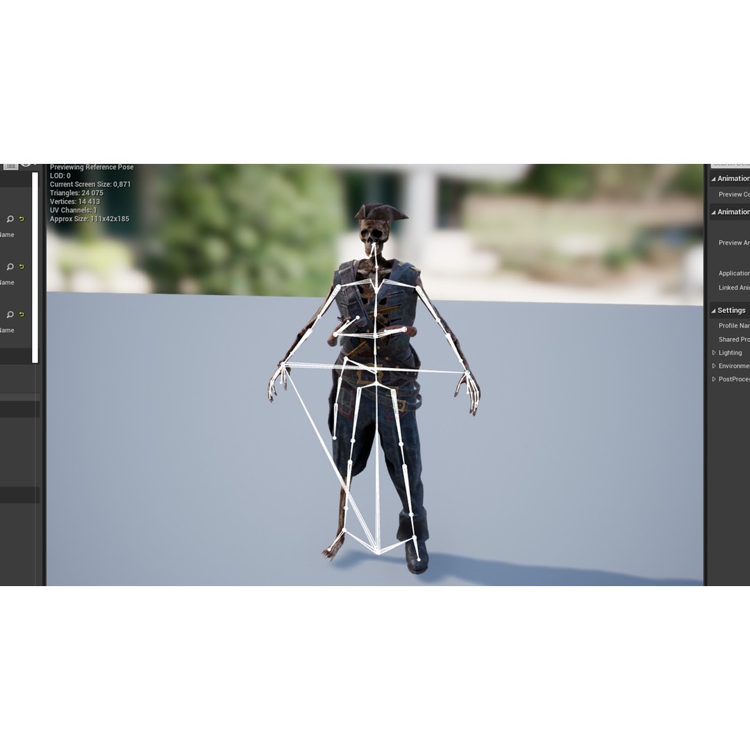 Pirate Skeleton 3D Model – Low Poly Rigged Character for Games - View 14