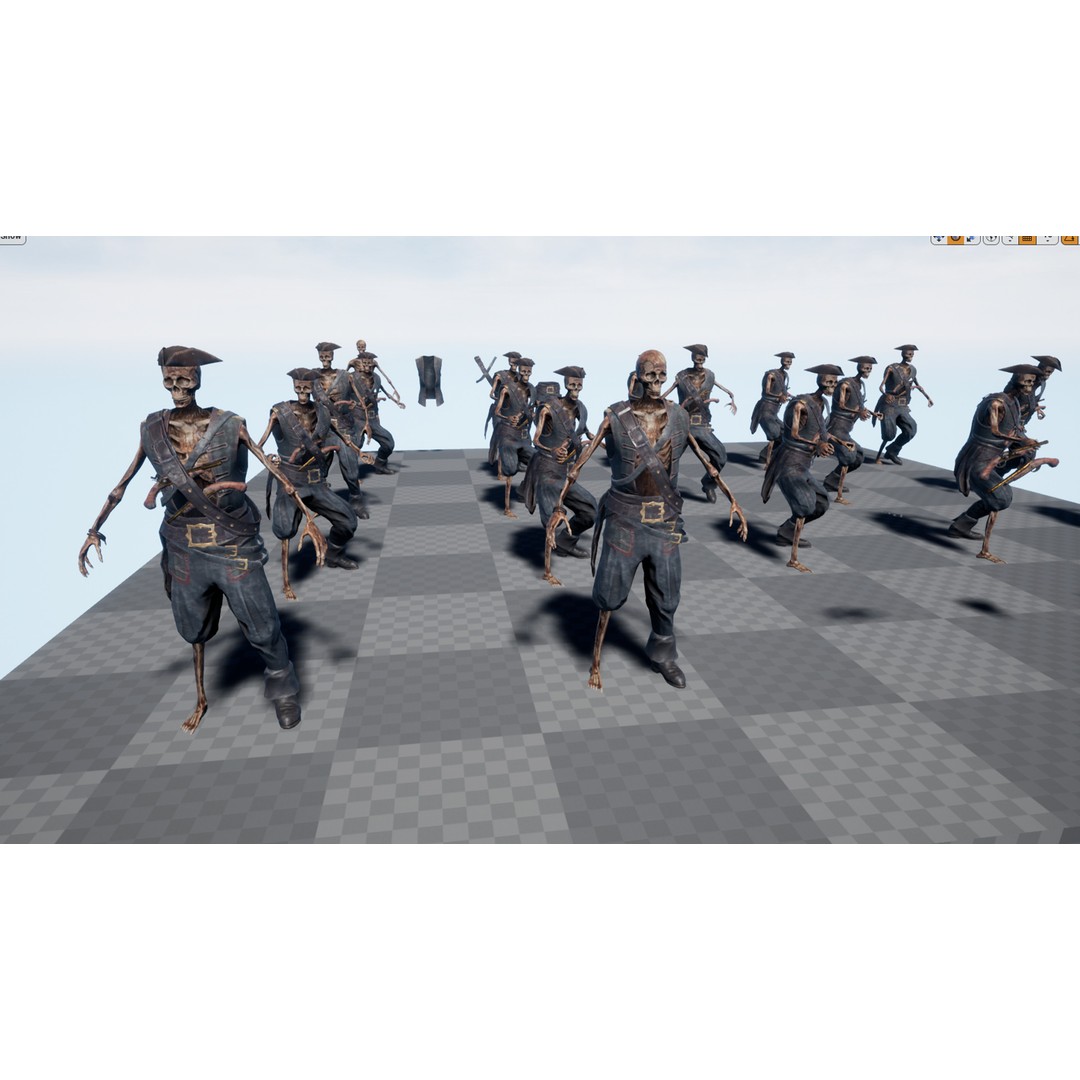 Pirate Skeleton 3D Model – Low Poly Rigged Character for Games - View 15
