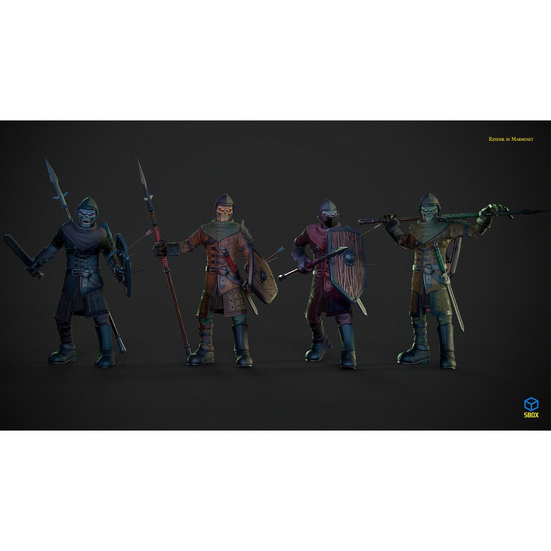 Skeletons Pack 2 3D Model – Low Poly Rigged Fantasy Characters, FBX - View 3