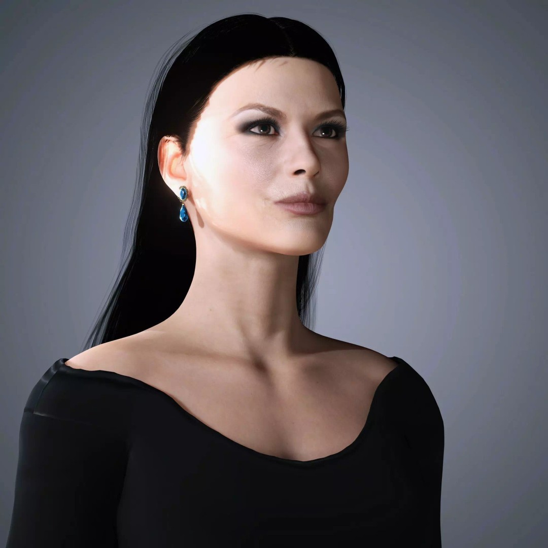 Catherine Zeta-Jones 3D Model – Low-Poly Rigged Character for Animation - View 6