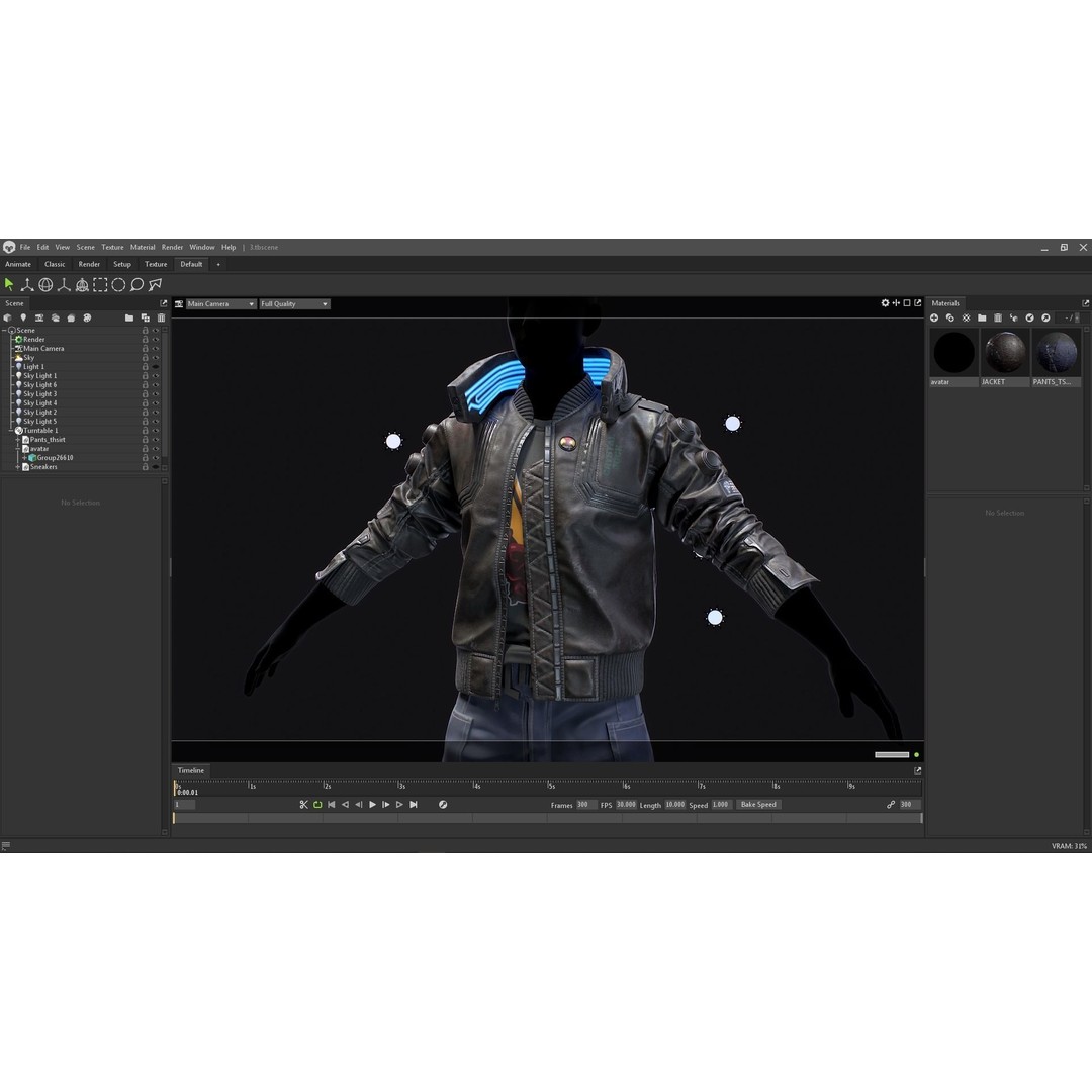 Cyberpunk Jacket 3D Model – Low Poly Game Ready Asset, OBJ & FBX - View 10