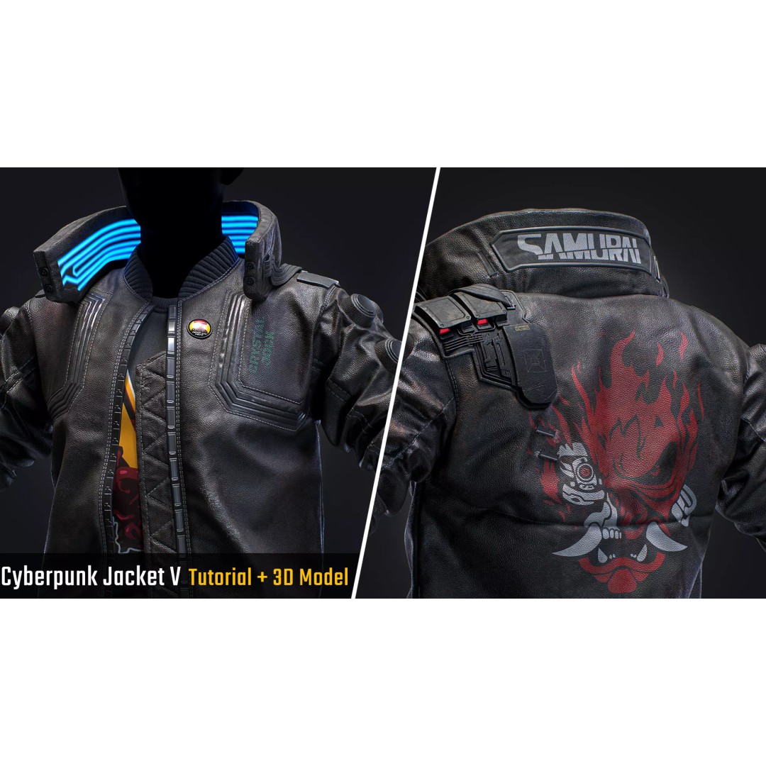 Cyberpunk Jacket 3D Model – Low Poly Game Ready Asset, OBJ & FBX - View 2