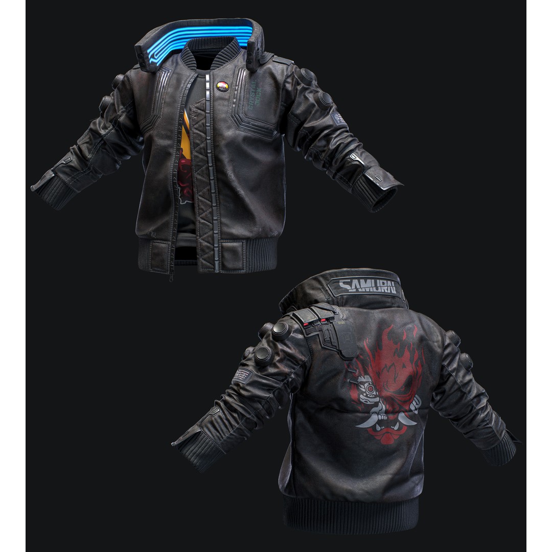 Cyberpunk Jacket 3D Model – Low Poly Game Ready Asset, OBJ & FBX - View 3