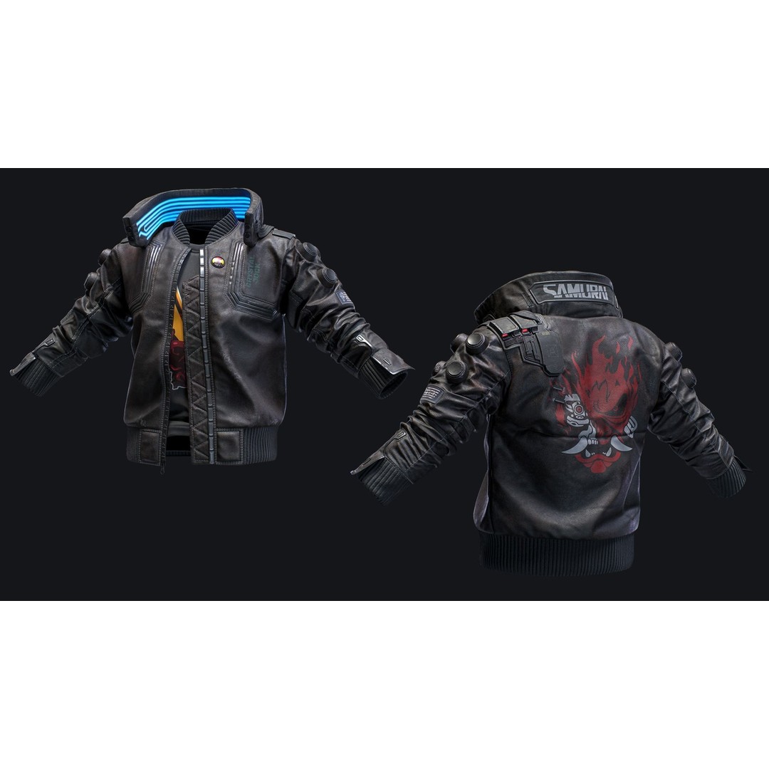 Cyberpunk Jacket 3D Model – Low Poly Game Ready Asset, OBJ & FBX - View 4
