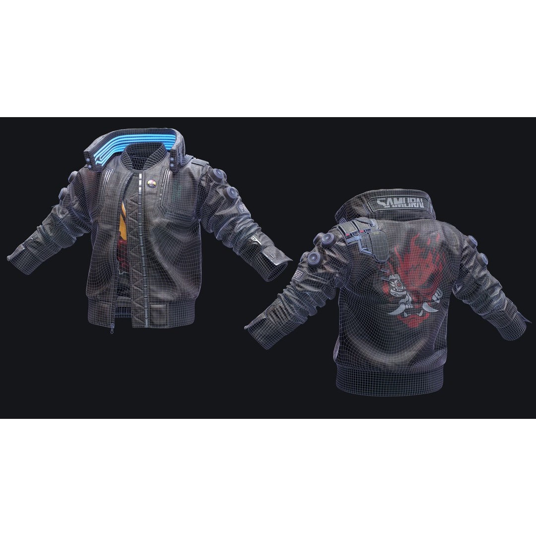 Cyberpunk Jacket 3D Model – Low Poly Game Ready Asset, OBJ & FBX - View 5