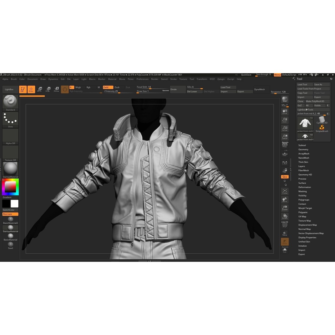 Cyberpunk Jacket 3D Model – Low Poly Game Ready Asset, OBJ & FBX - View 7