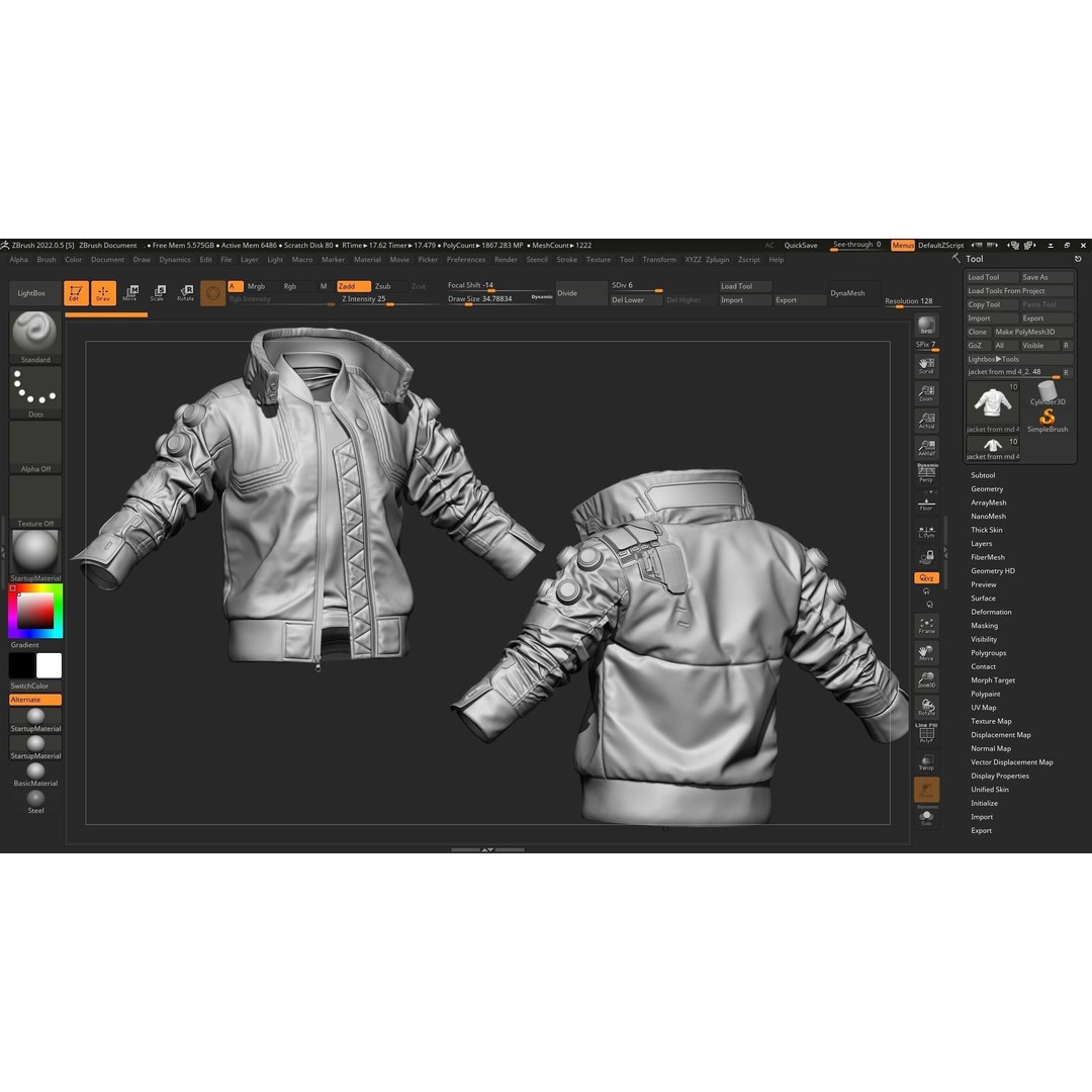 Cyberpunk Jacket 3D Model – Low Poly Game Ready Asset, OBJ & FBX - View 8