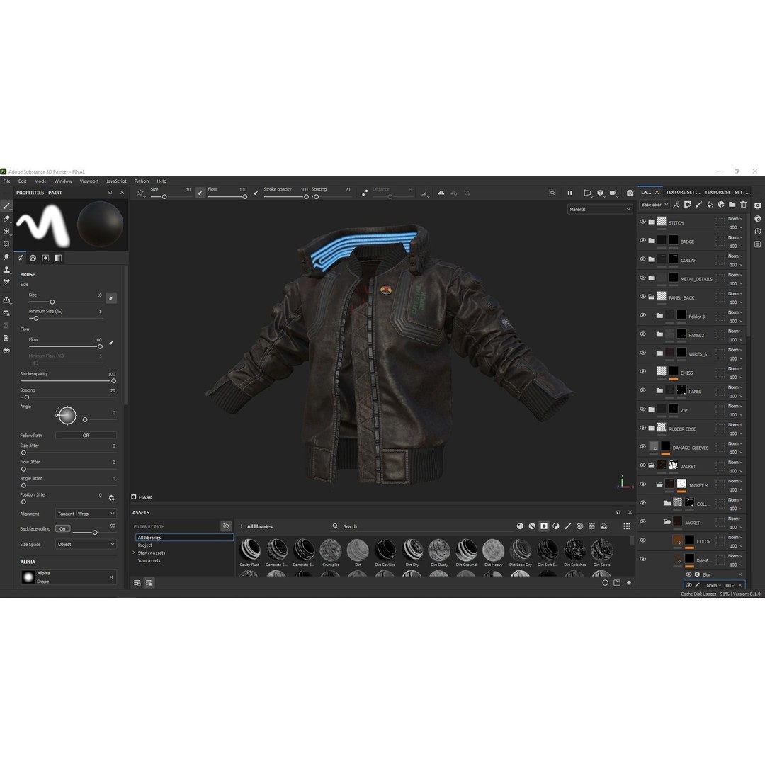 Cyberpunk Jacket 3D Model – Low Poly Game Ready Asset, OBJ & FBX - View 9