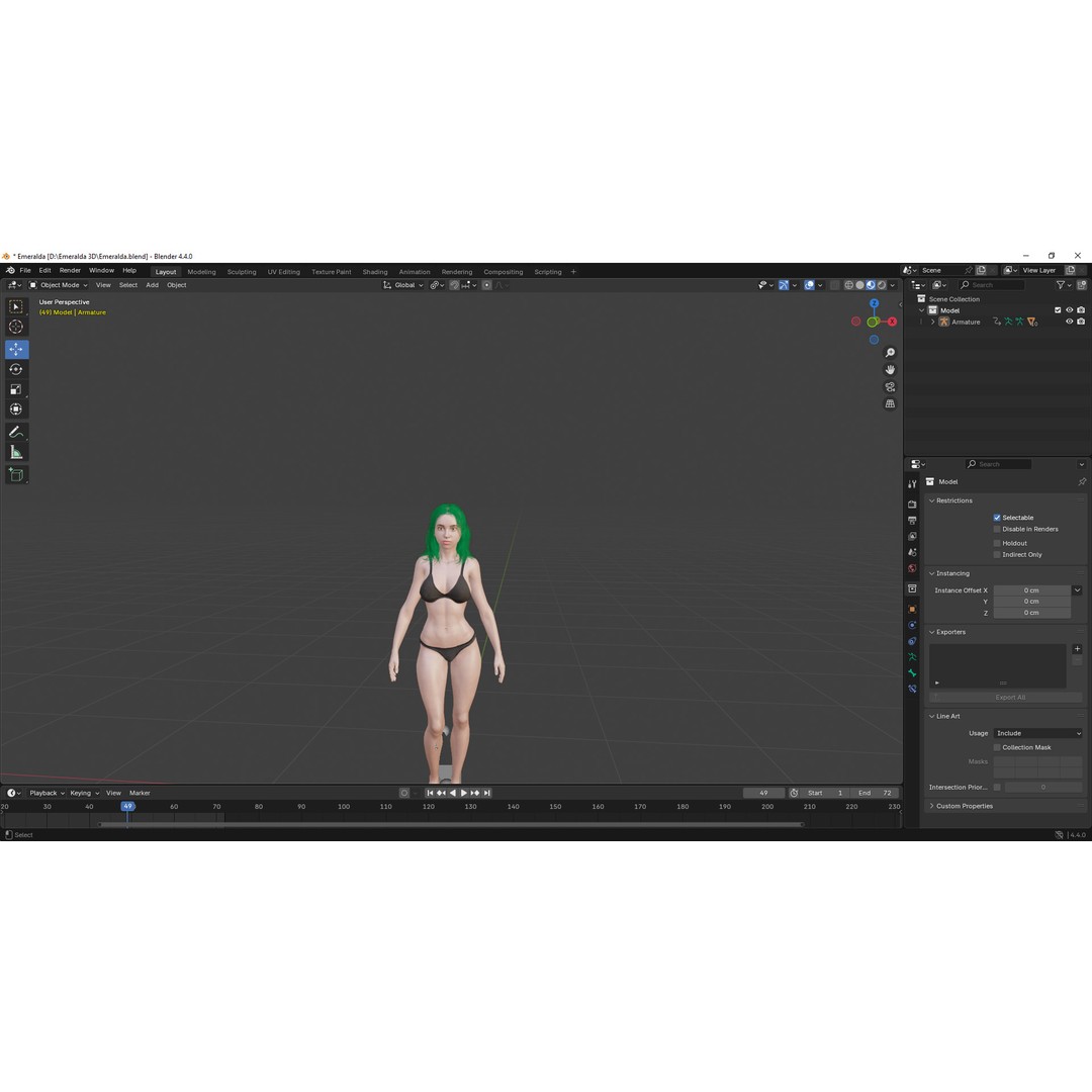 Emeralda 3D Model – Realistic Female Character, Game Ready, FBX