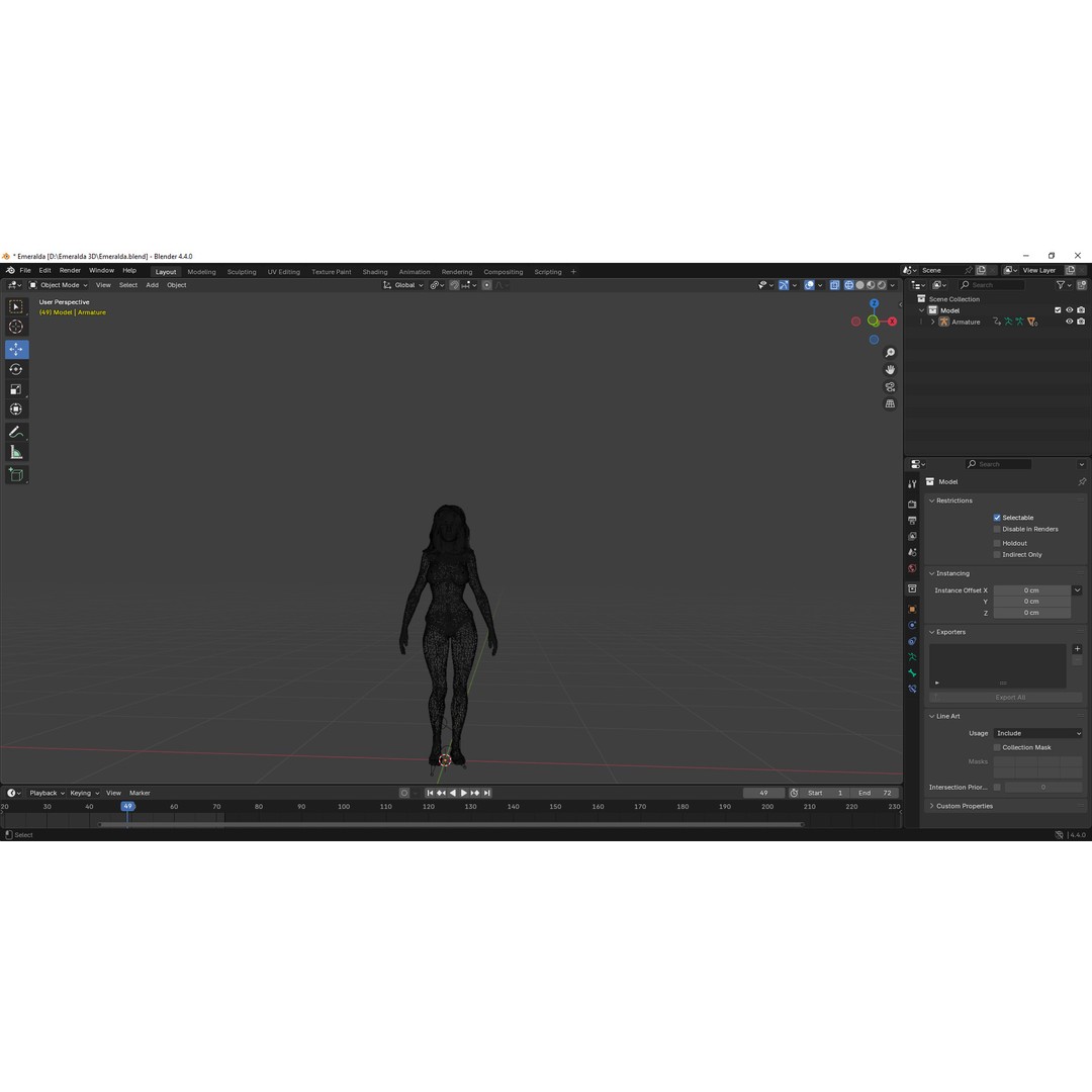 Emeralda 3D Model – Realistic Female Character, Game Ready, FBX - View 8