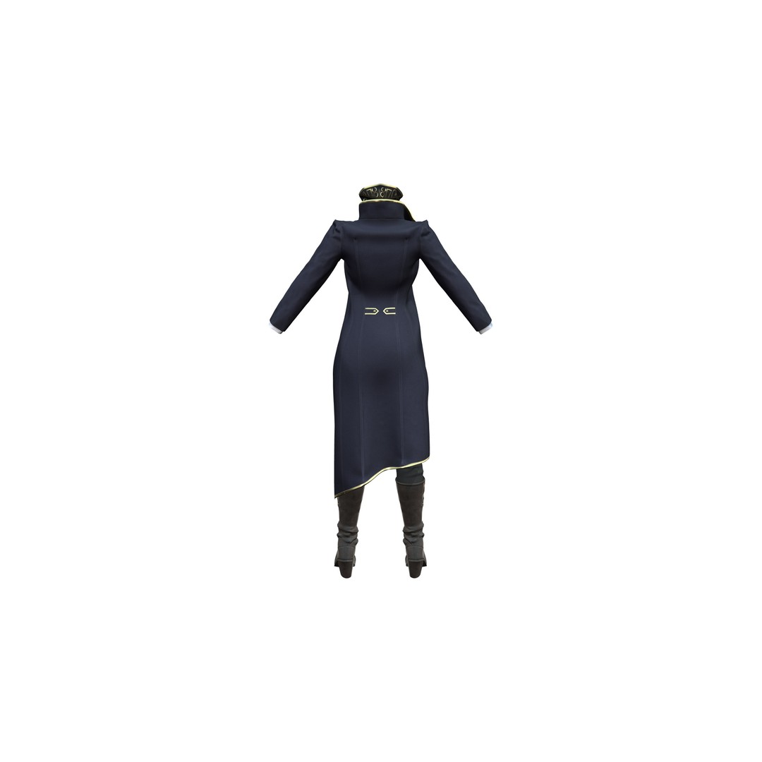 Full Black Fantasy Outfit 3D Model – Low Poly Game Asset, FBX - View 10