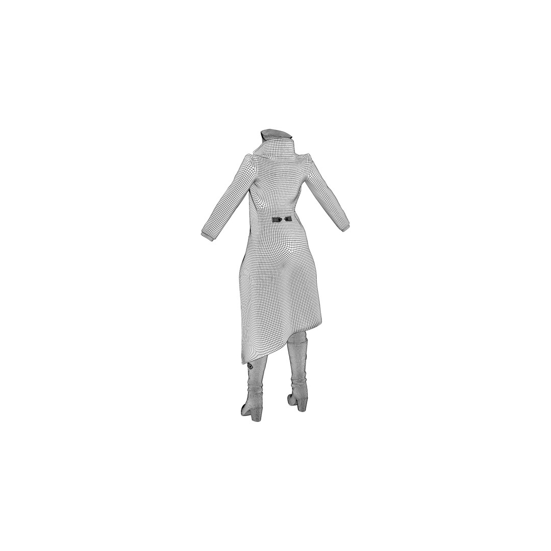 Full Black Fantasy Outfit 3D Model – Low Poly Game Asset, FBX - View 12