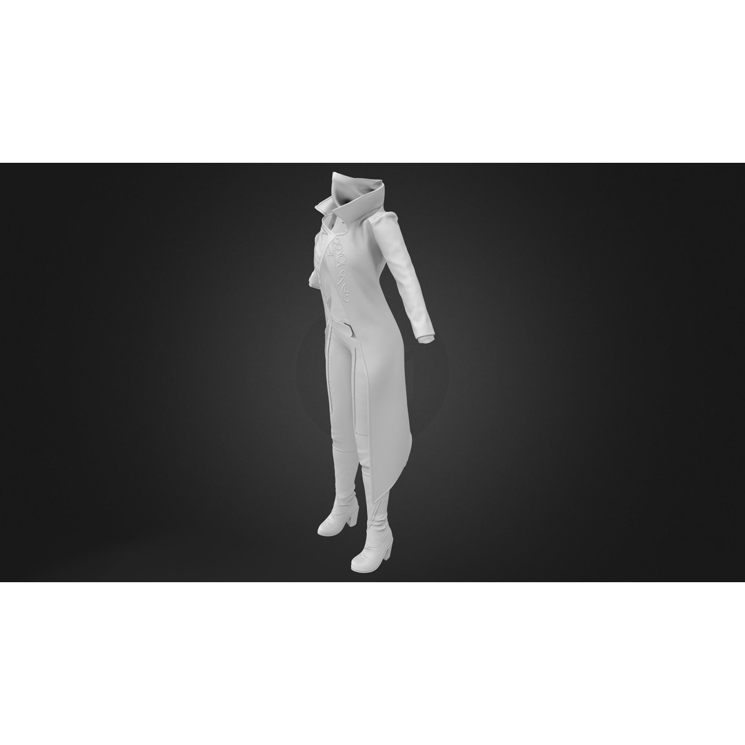 Full Black Fantasy Outfit 3D Model – Low Poly Game Asset, FBX - View 13