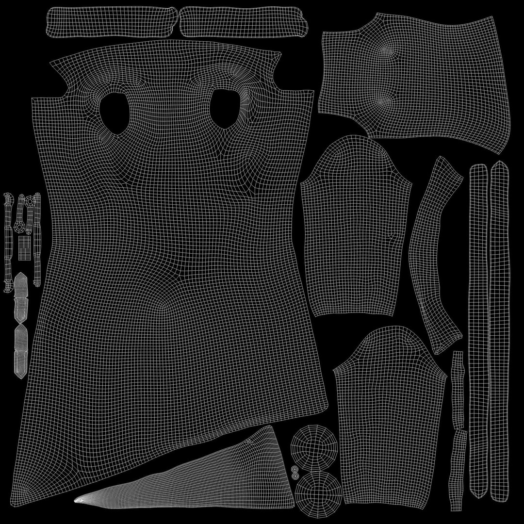 Full Black Fantasy Outfit 3D Model – Low Poly Game Asset, FBX - View 15