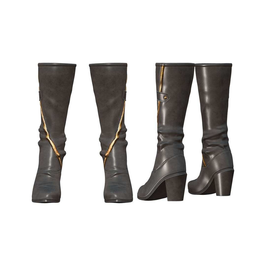 Full Black Fantasy Outfit 3D Model – Low Poly Game Asset, FBX - View 6