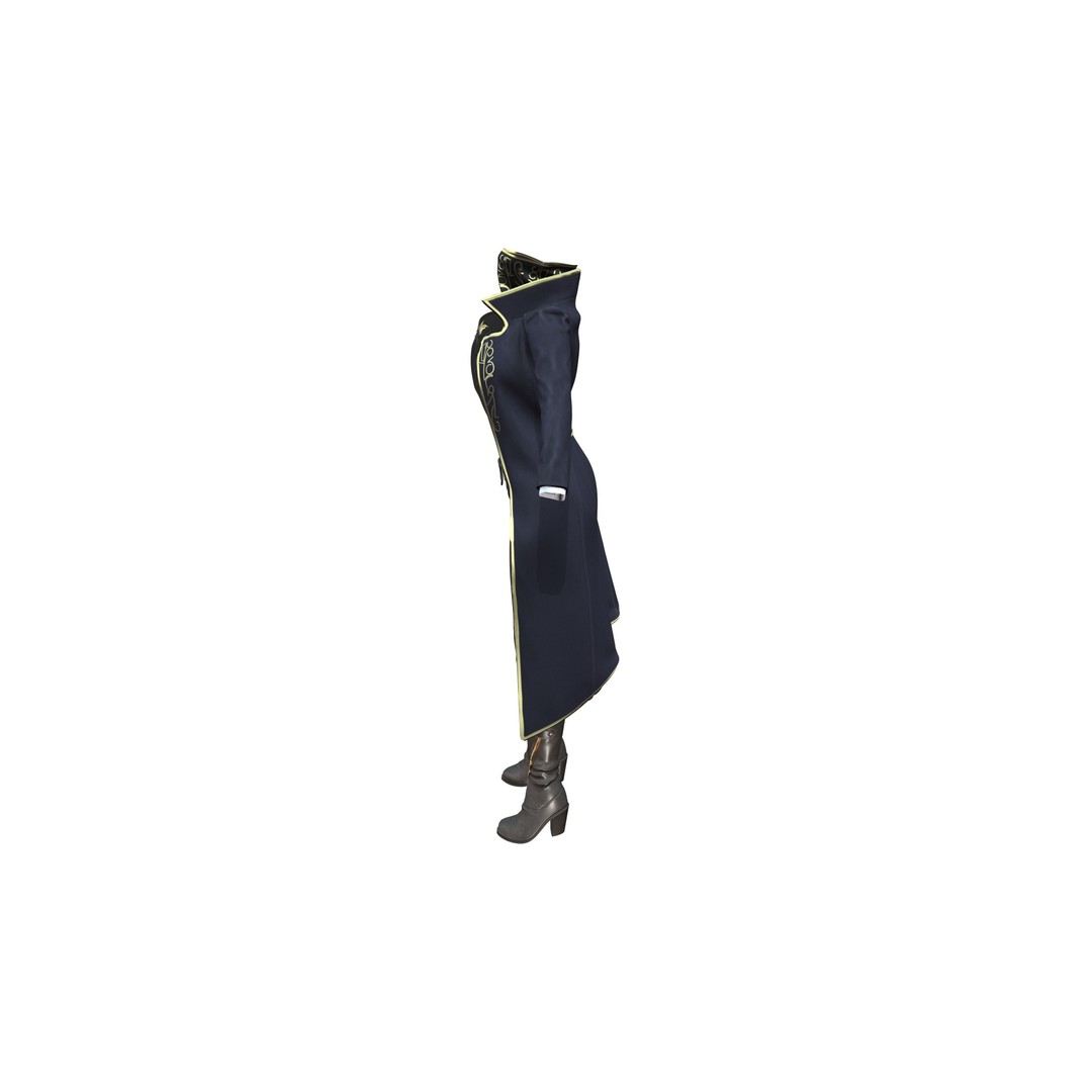 Full Black Fantasy Outfit 3D Model – Low Poly Game Asset, FBX - View 9
