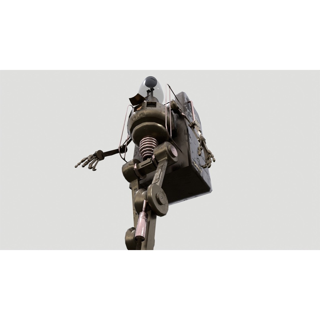 Steampunk Vendor Robot 3D Model – Low Poly Rigged Character, FBX - View 12