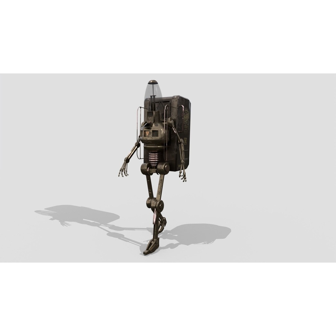 Steampunk Vendor Robot 3D Model – Low Poly Rigged Character, FBX - View 13