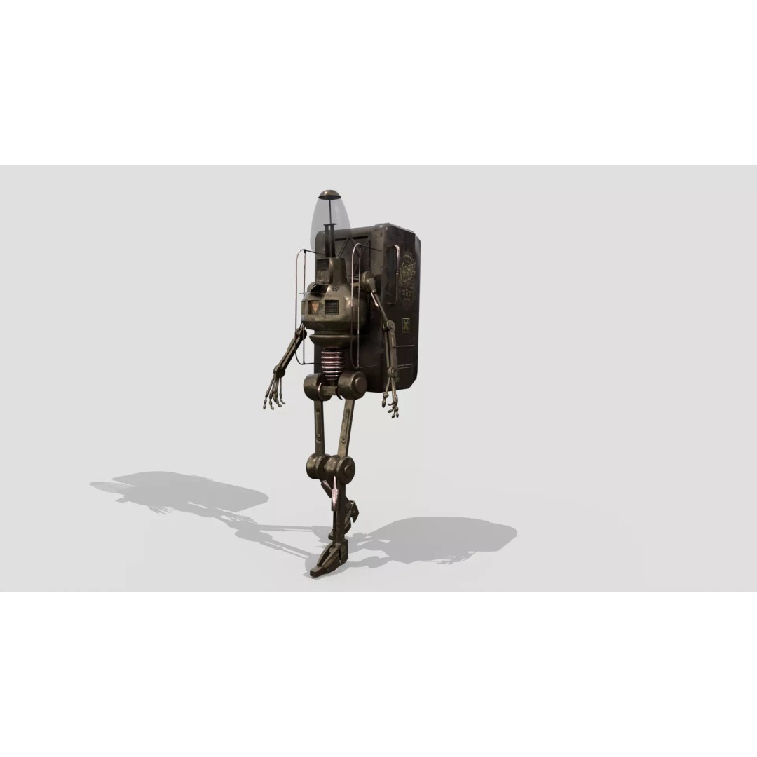 Steampunk Vendor Robot 3D Model – Low Poly Rigged Character, FBX - View 2