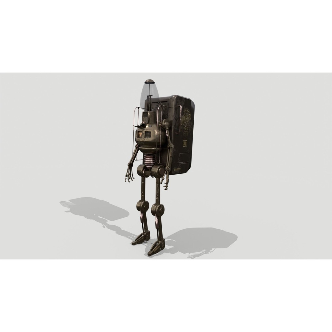 Steampunk Vendor Robot 3D Model – Low Poly Rigged Character, FBX - View 3