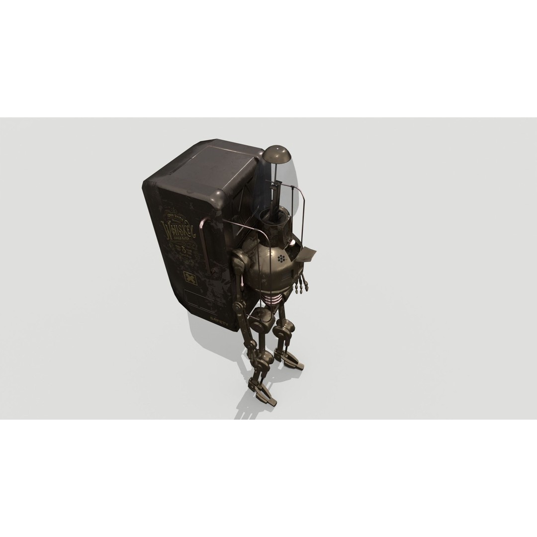 Steampunk Vendor Robot 3D Model – Low Poly Rigged Character, FBX - View 4