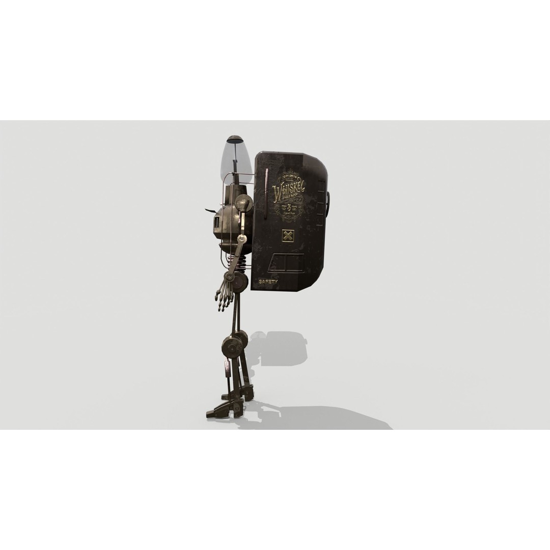 Steampunk Vendor Robot 3D Model – Low Poly Rigged Character, FBX - View 5