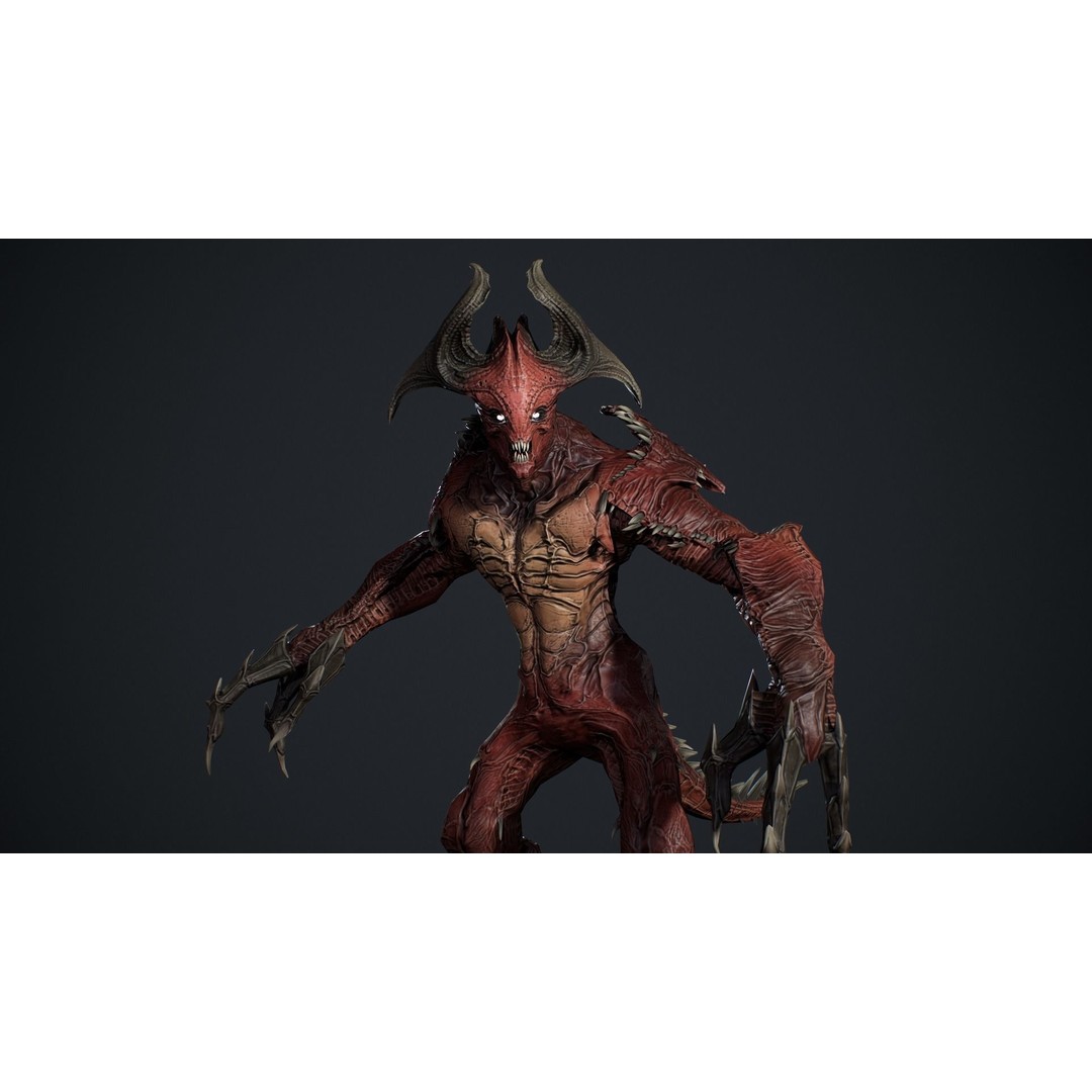 Archdemon 2 3D Model – Low Poly Rigged Character with PBR Textures - View 13
