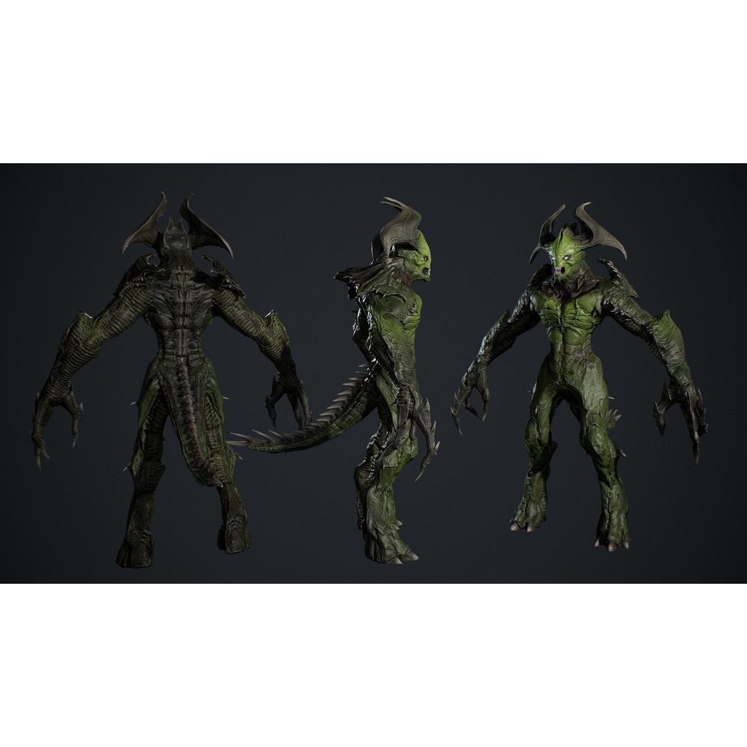 Archdemon 2 3D Model – Low Poly Rigged Character with PBR Textures - View 6