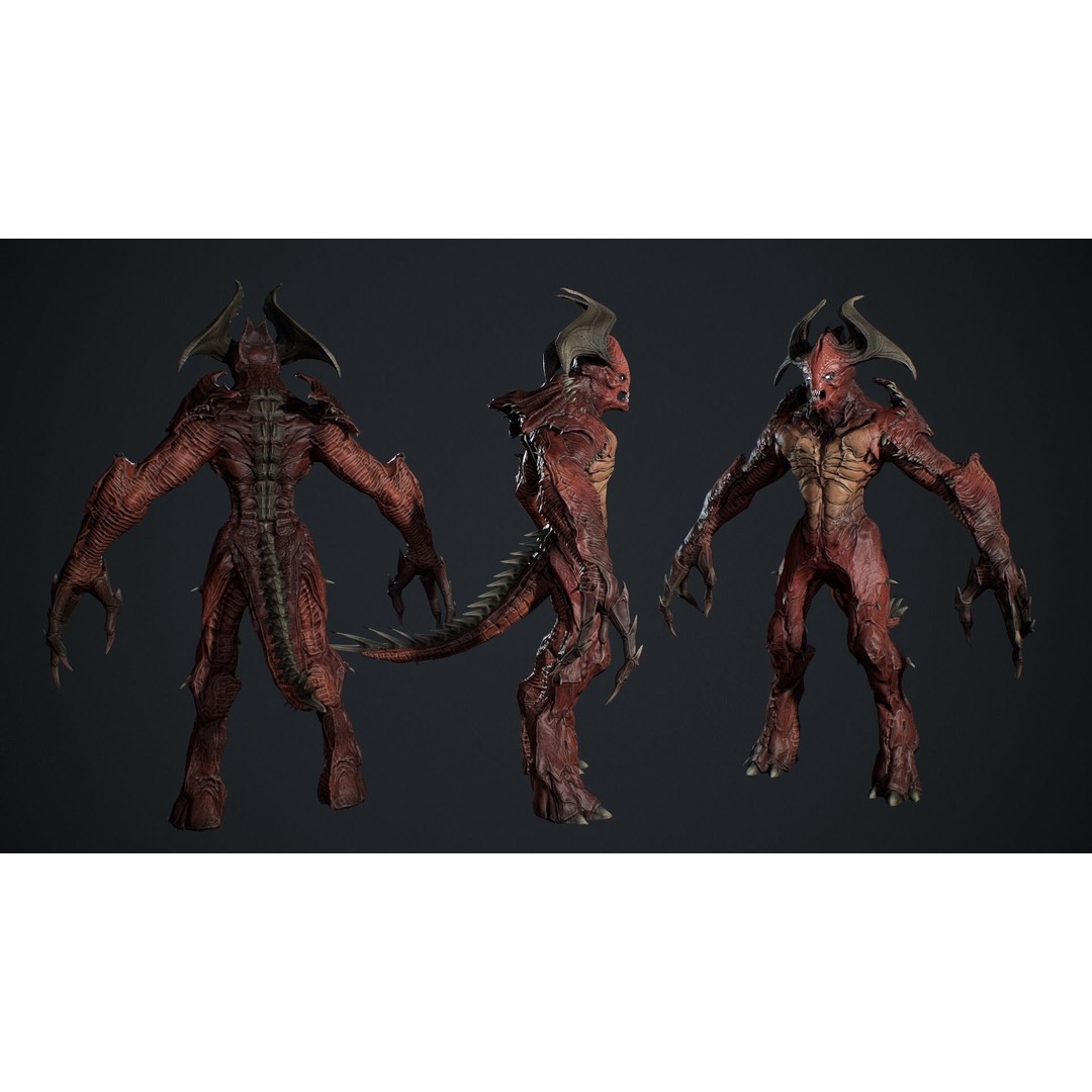 Archdemon 2 3D Model – Low Poly Rigged Character with PBR Textures - View 7