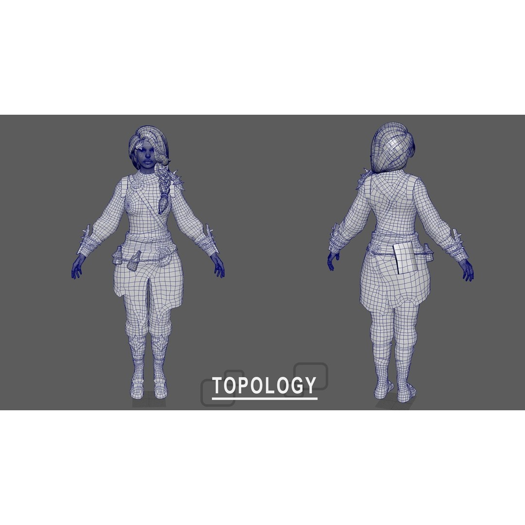 Vanessa Fantasy Girl 3D Model – Low Poly Rigged Character, FBX