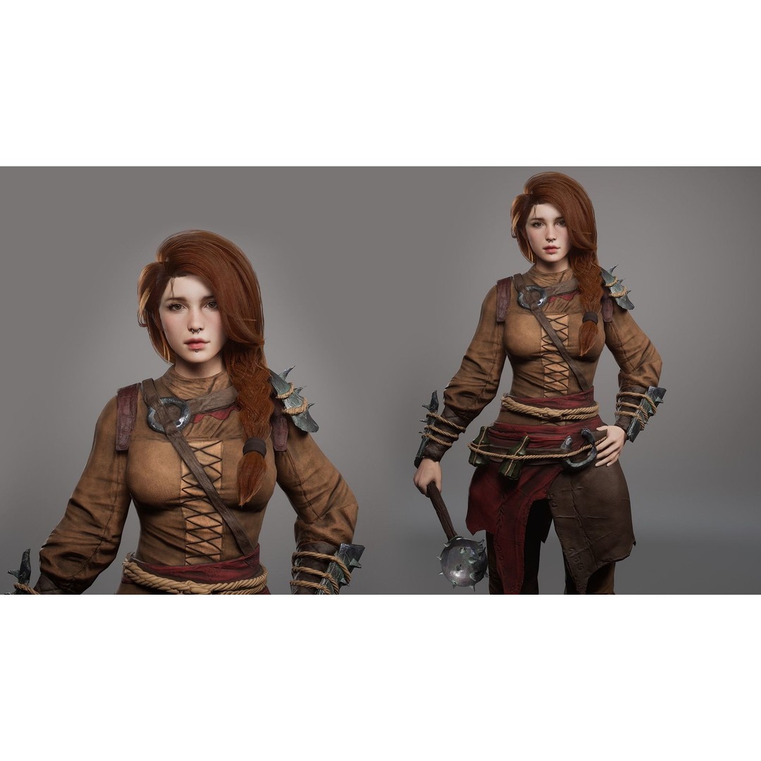 Vanessa Fantasy Girl 3D Model – Low Poly Rigged Character, FBX - View 3