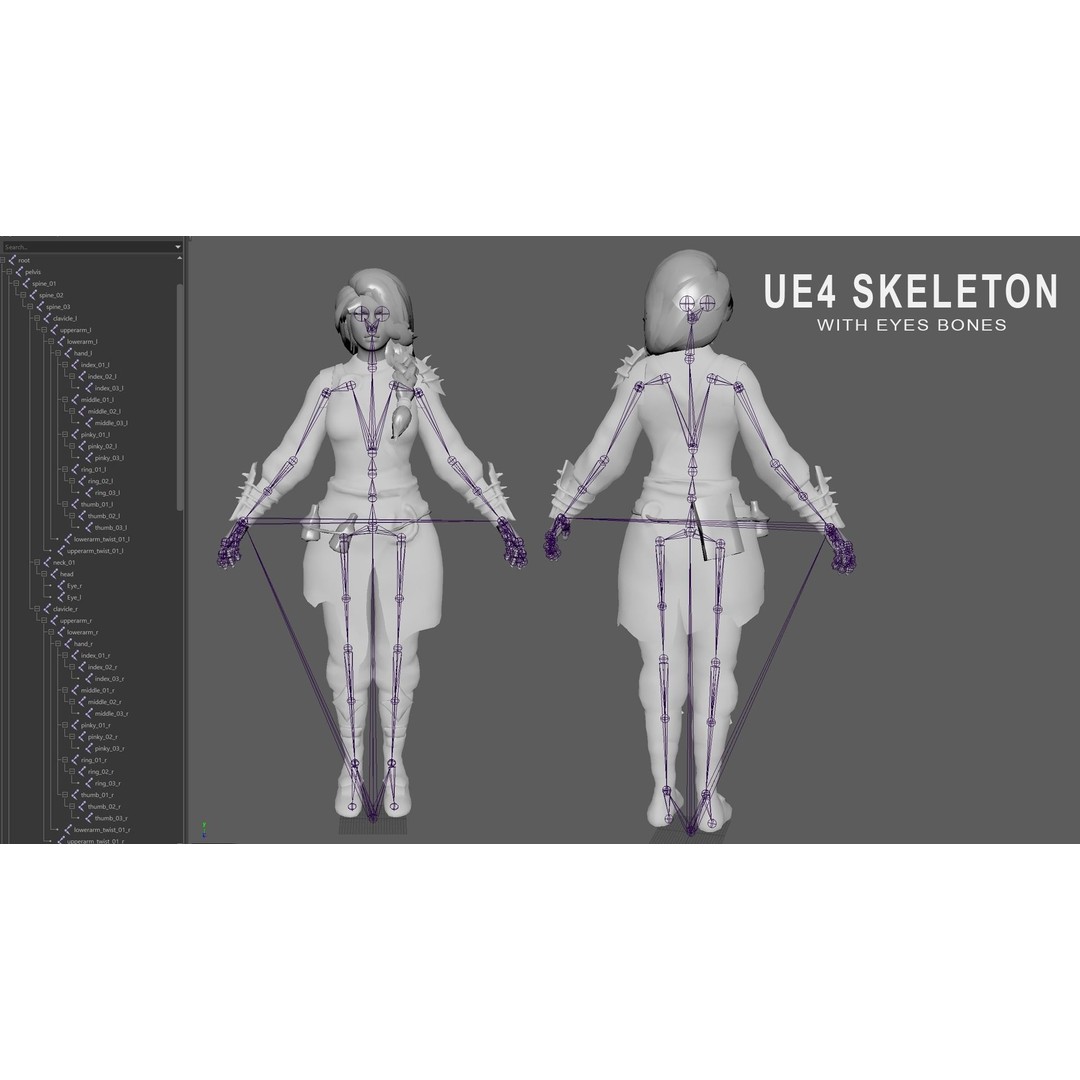Vanessa Fantasy Girl 3D Model – Low Poly Rigged Character, FBX - View 8
