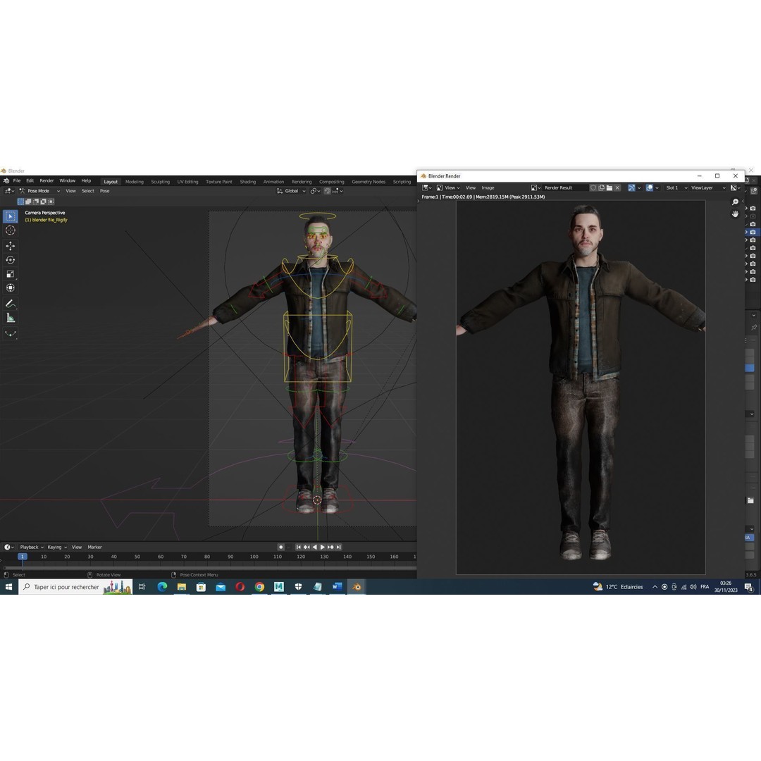 Father Kiven 3D Model – Realistic Low Poly Rigged Character, FBX - View 22